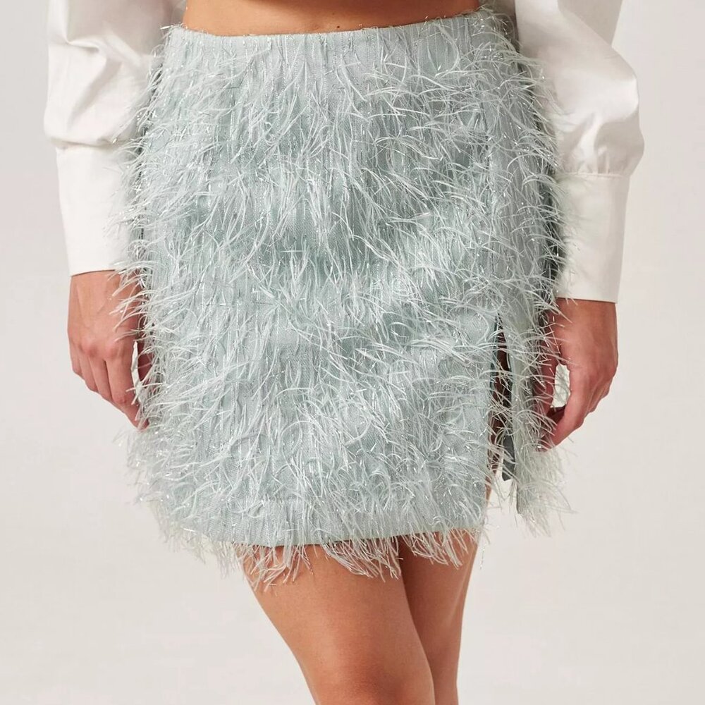 Nana's Iris Mini Skirt Night Out Date Night Cocktails Party Furry Fabric Office